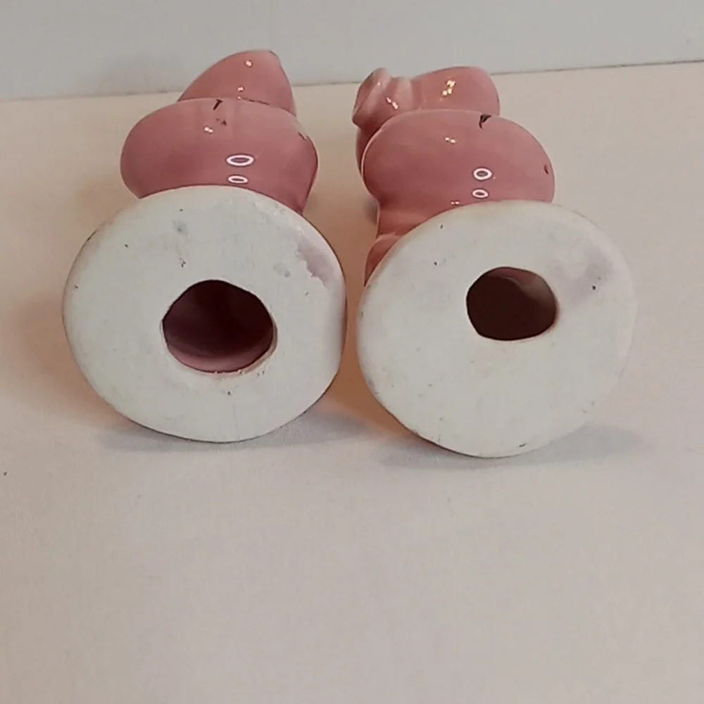 Vintage Kissing Couple Pink Glaze Salt And Pepper Shakers